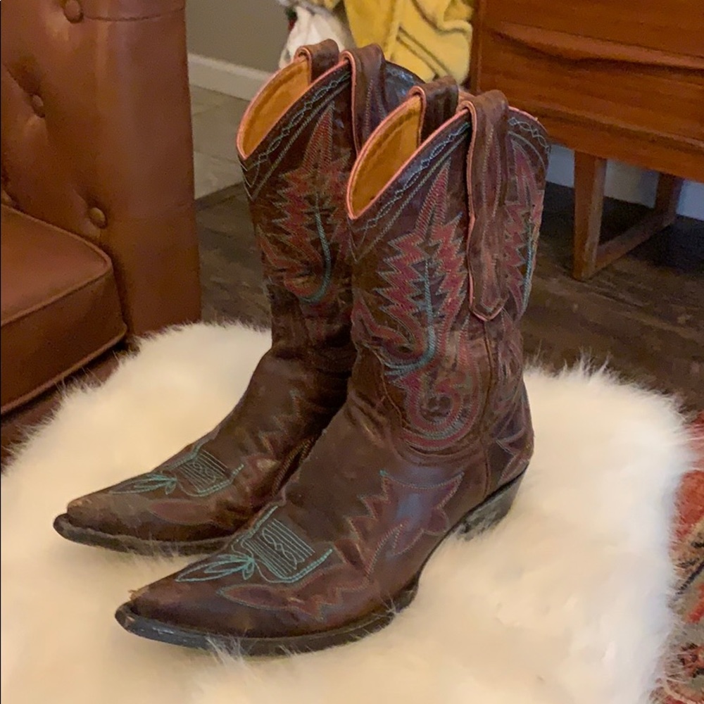 Pink and turquoise Old Gringo cowboy boots